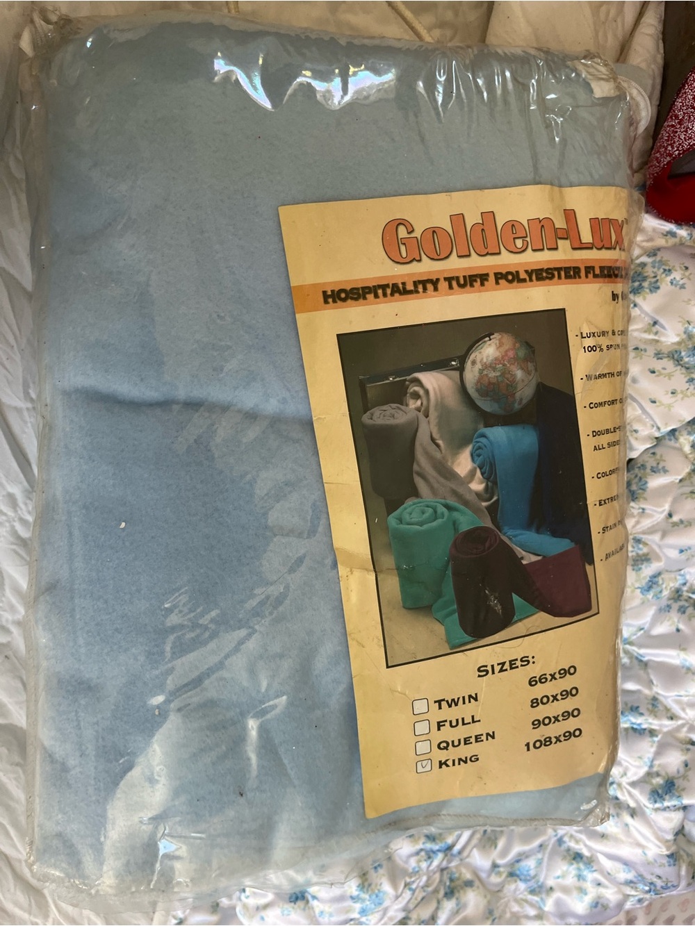 Golden-Lux Hospitality Tuff Polyester Fleece Blanket - Light Blue